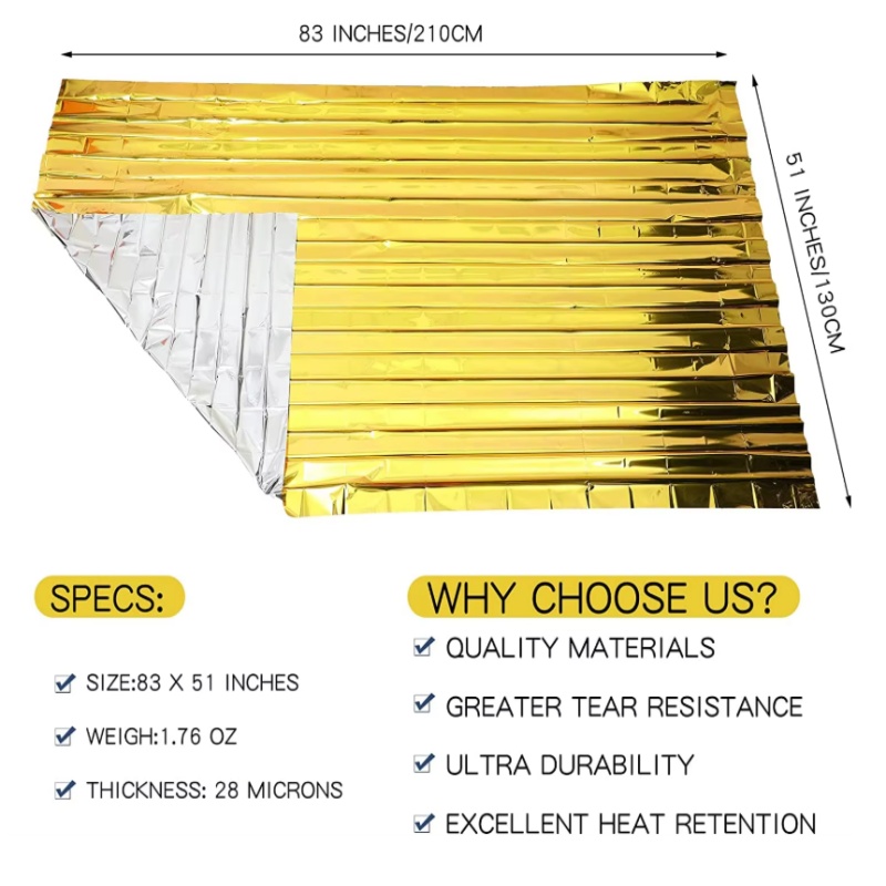 130x210cm Heavy‑Duty Mylar Foi - đánh giá và giá Survival Blanket Reflective