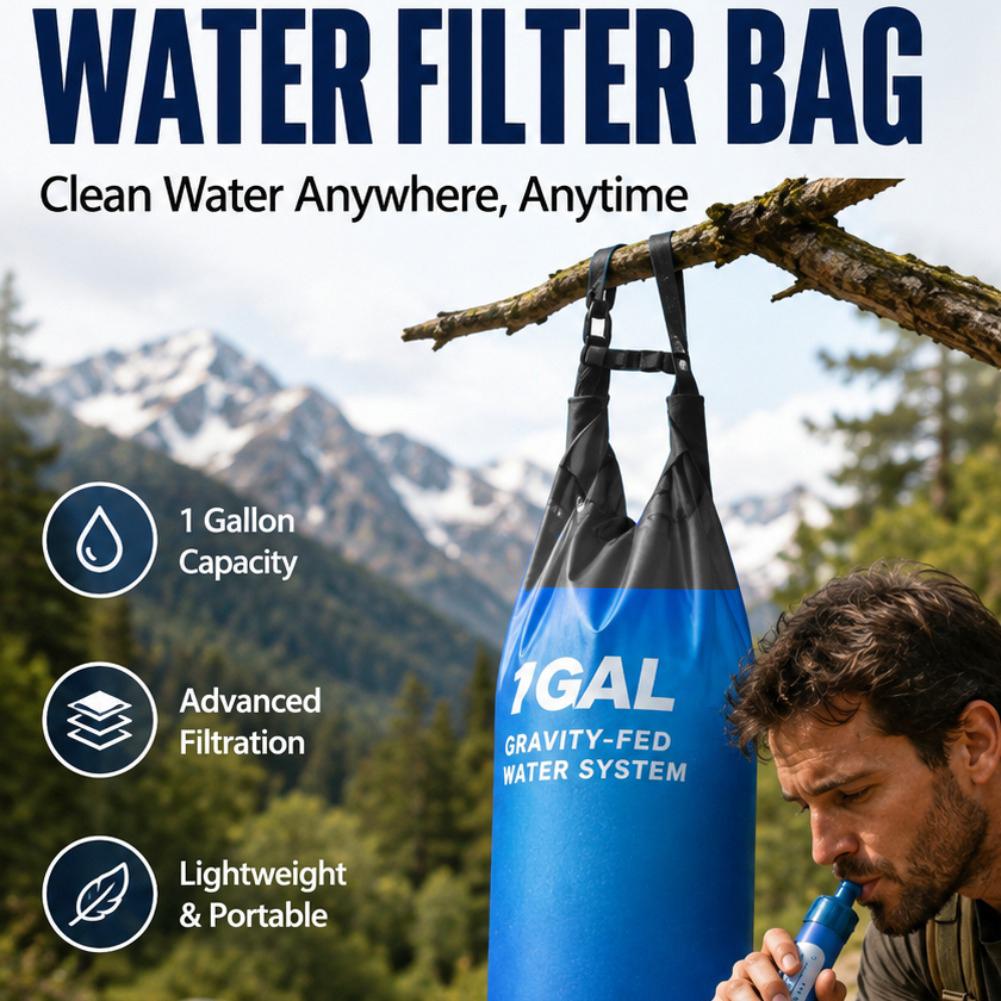 1 Gal Gravity Water Filter Bag - đánh giá và giá Water Purification Straw